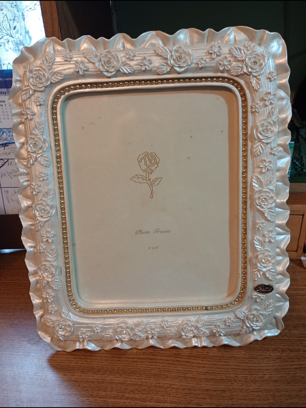 Elegant Pearl White Floral Photo Frame by Santini